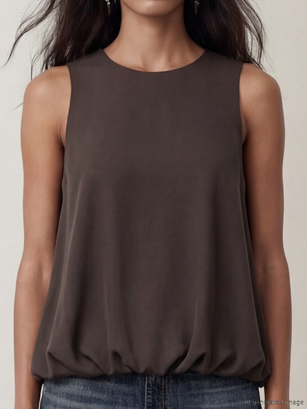 Kahverengi Bisiklet Yaka Büzgülü Bluz-2