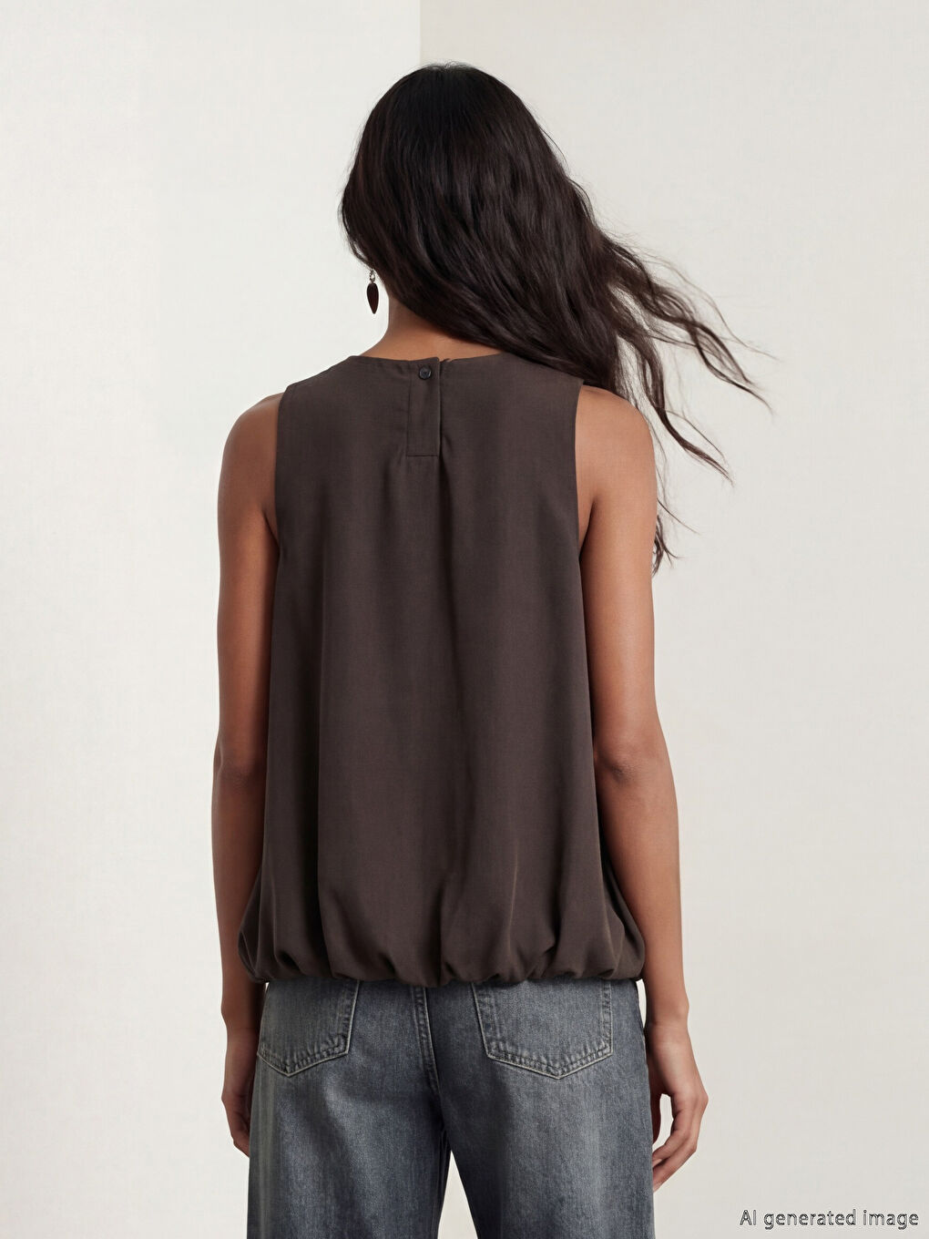 Kahverengi Bisiklet Yaka Büzgülü Bluz-3