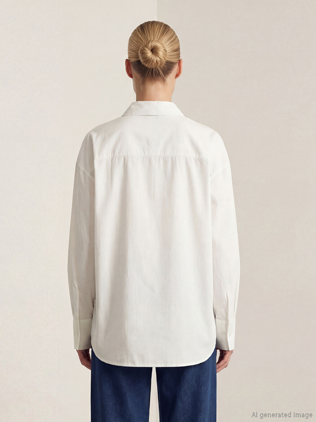 Beyaz Bağlamalı Fular Yaka Poplin Kadın Gömlek-3