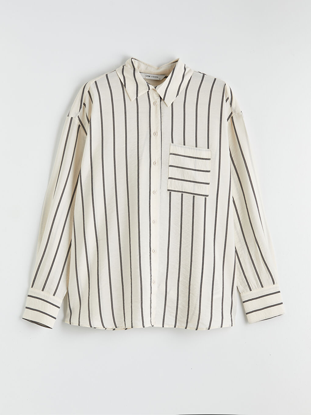 Siyah Çizgili Poplin Kadın Gömlek-3