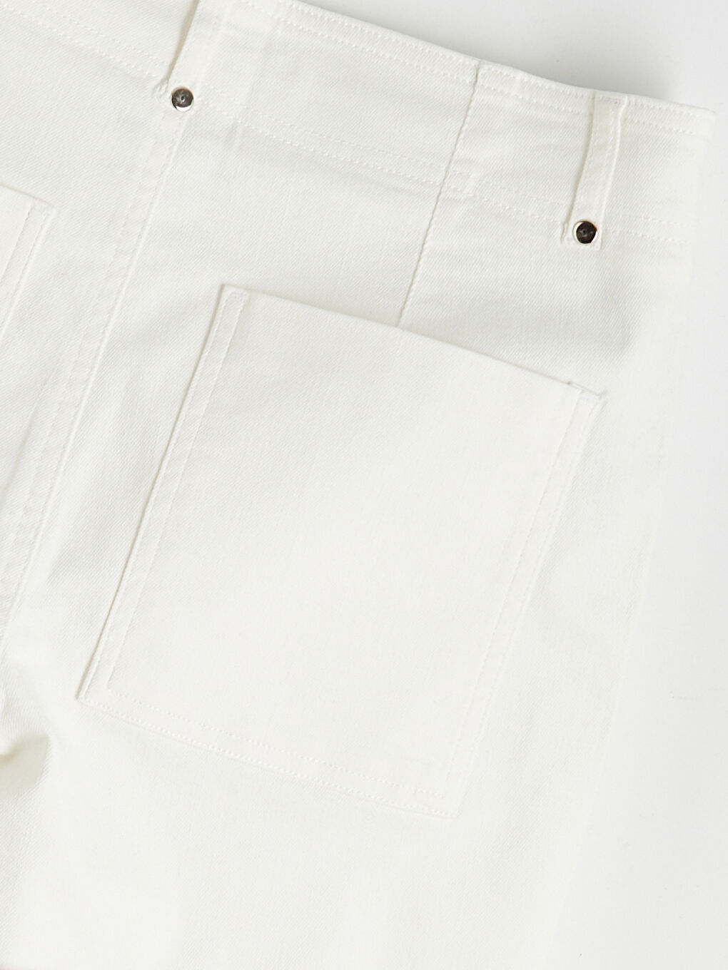 Ekru Yüksek Bel Wideleg Kadın Jean Pantolon-4