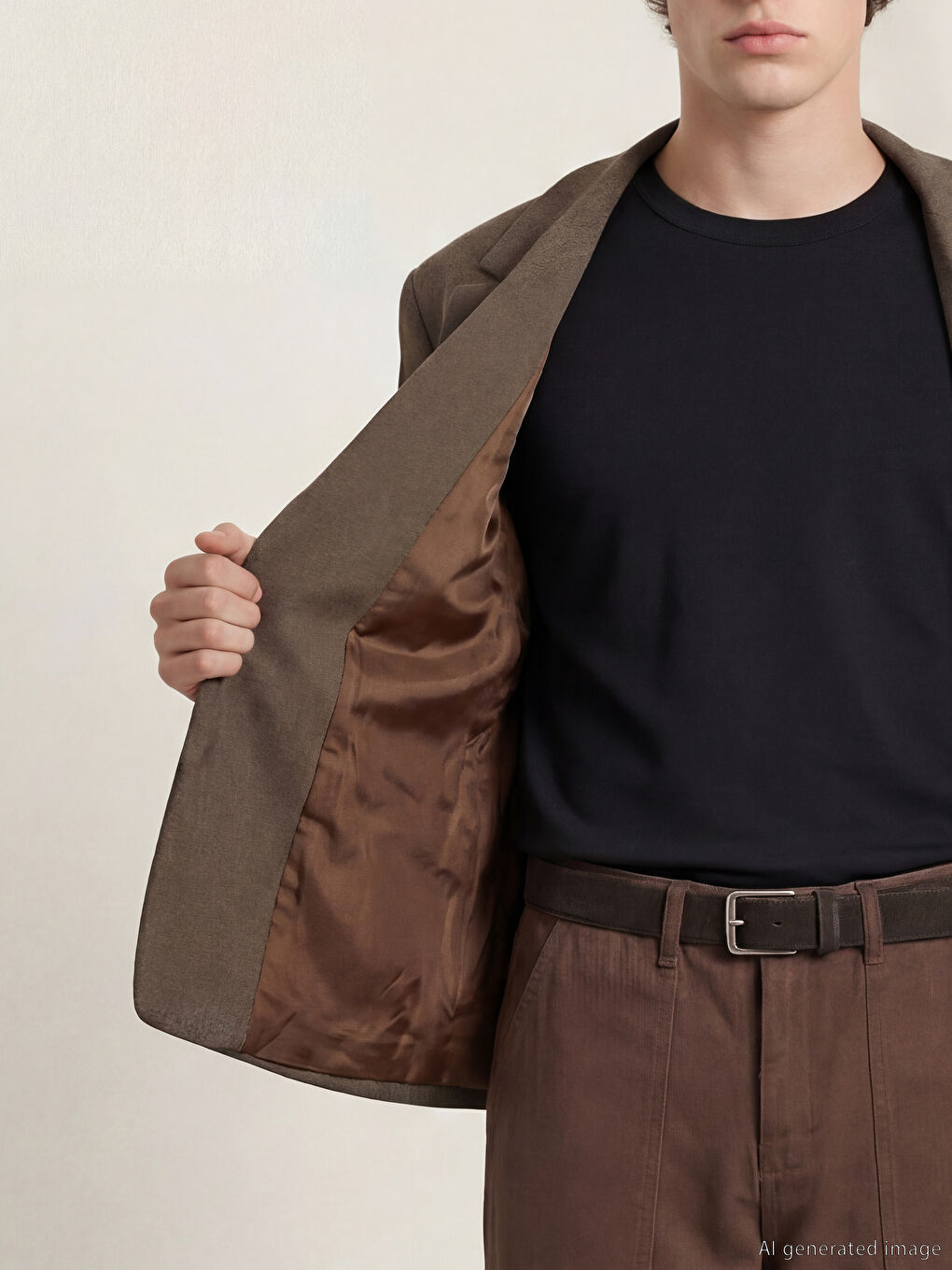 Bej Standart Kalıp Erkek Blazer Ceket-3