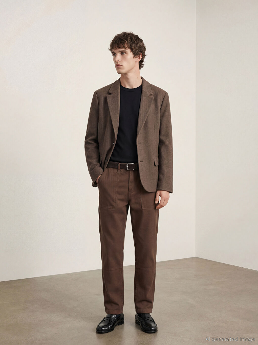 Bej Standart Kalıp Erkek Blazer Ceket-1