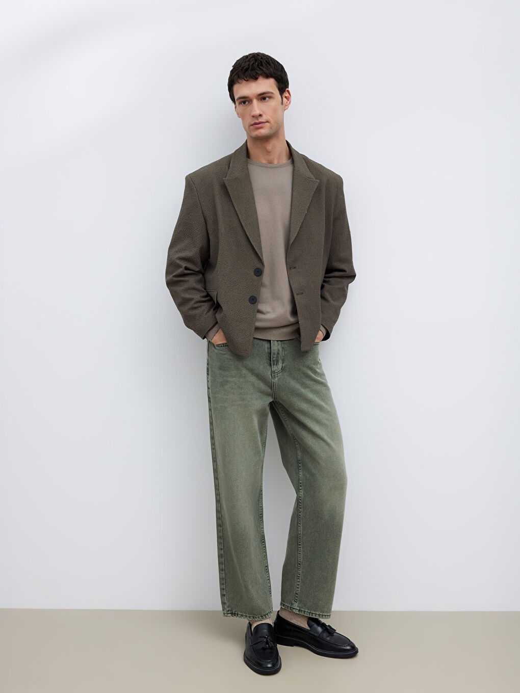 Kahverengi Standart Kalıp Erkek Blazer Ceket-1