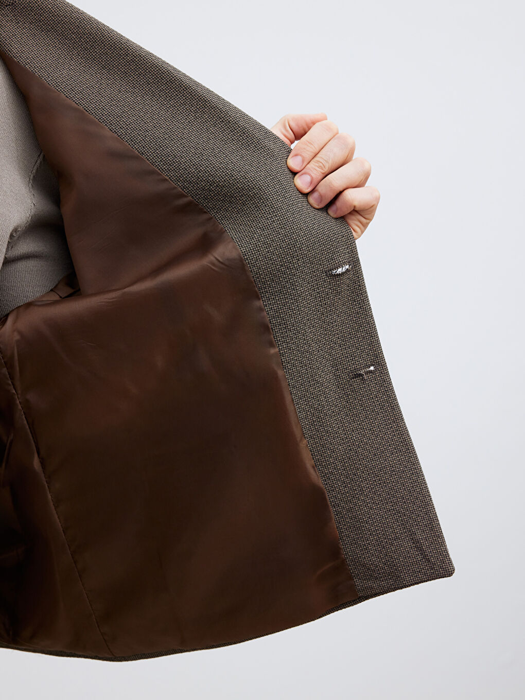 Kahverengi Standart Kalıp Erkek Blazer Ceket-3