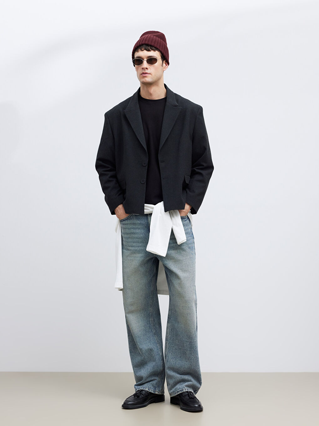 Gri Standart Kalıp Erkek Blazer Ceket-1