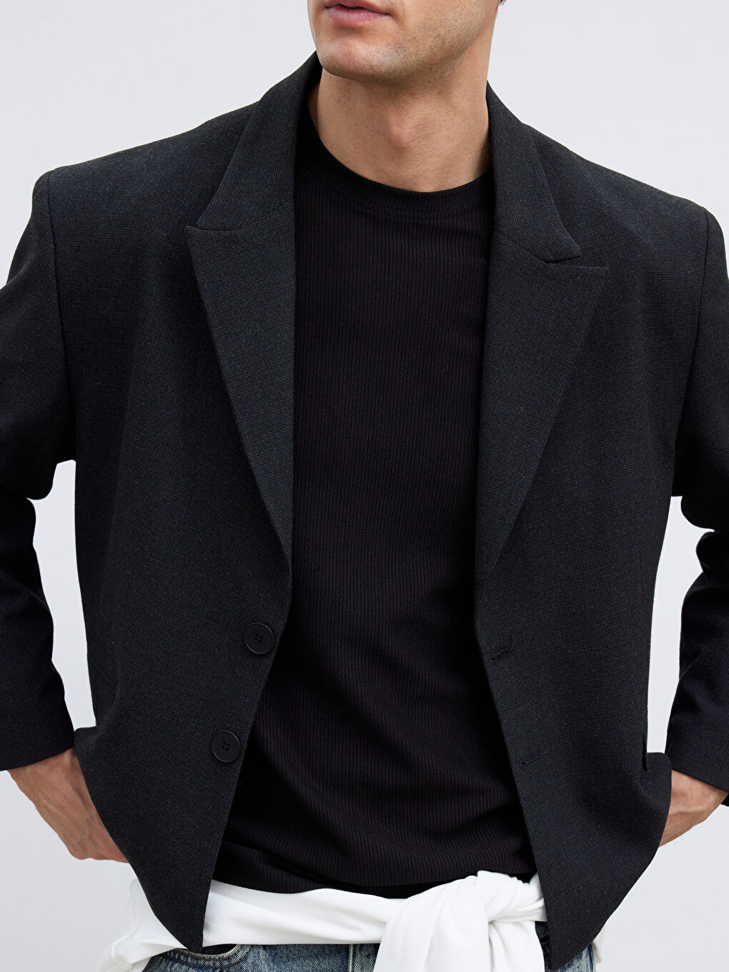 Gri Standart Kalıp Erkek Blazer Ceket-2