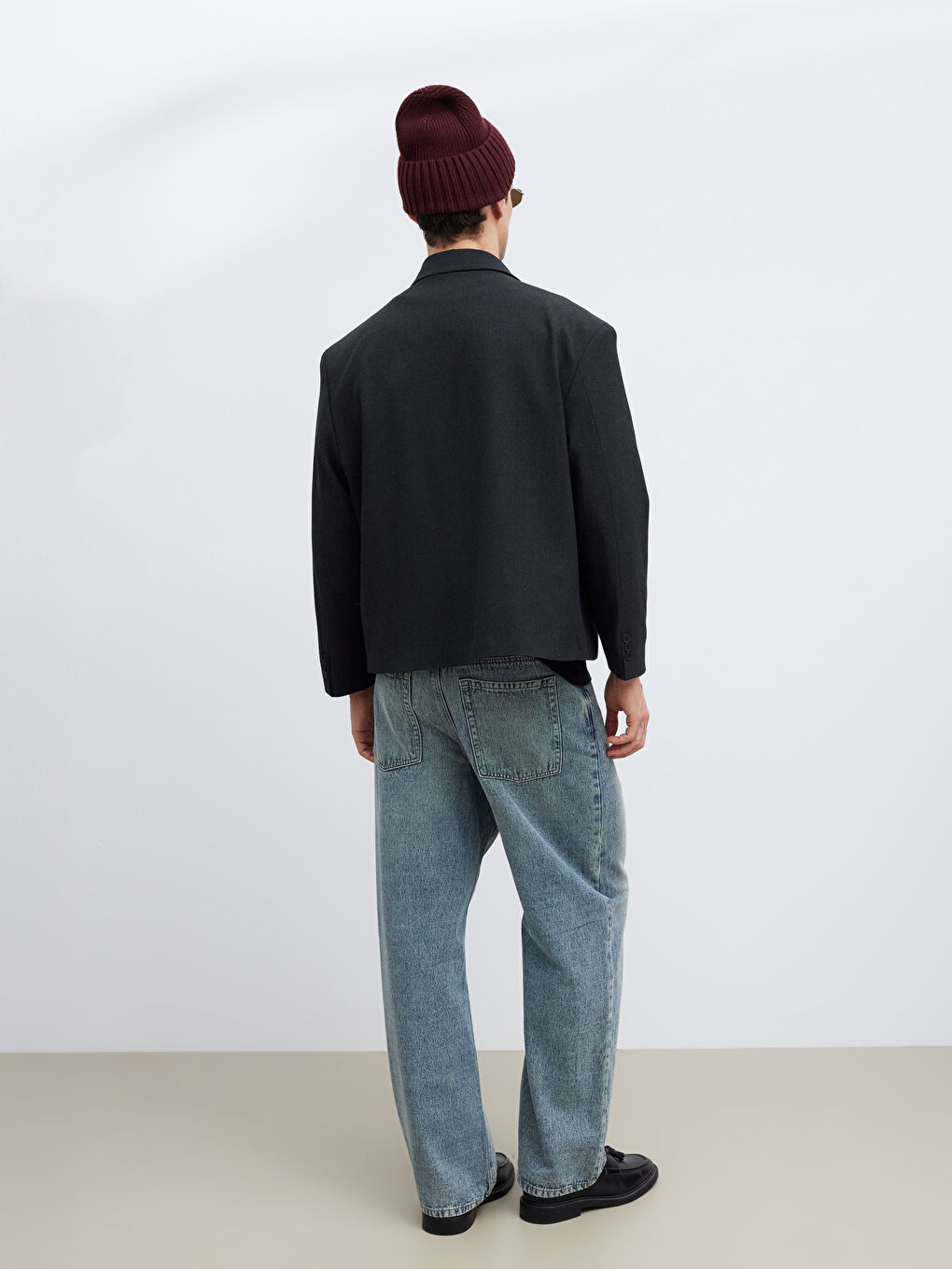 Gri Standart Kalıp Erkek Blazer Ceket-4