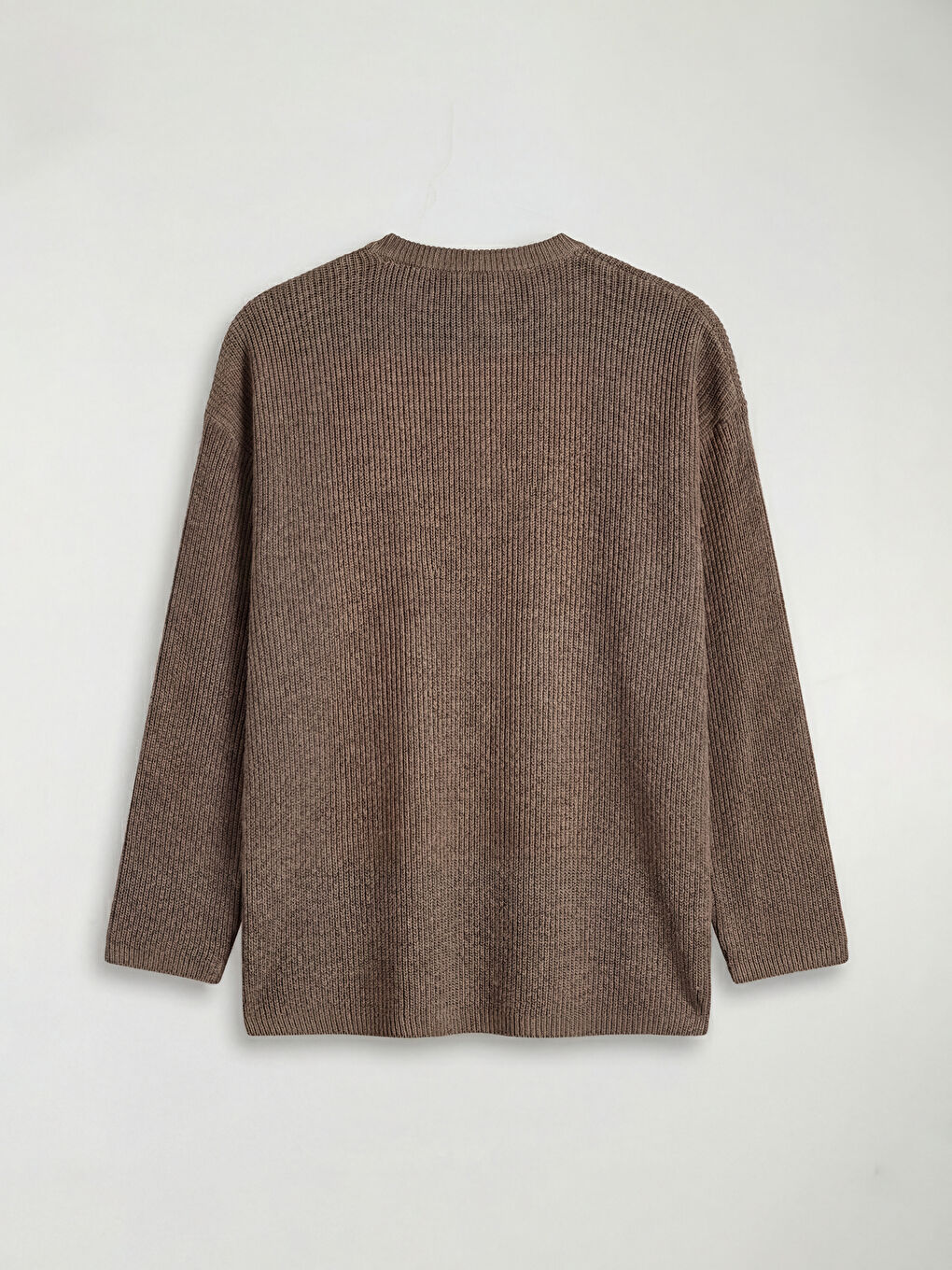 Bej Bisiklet Yaka Erkek Triko Kazak-1