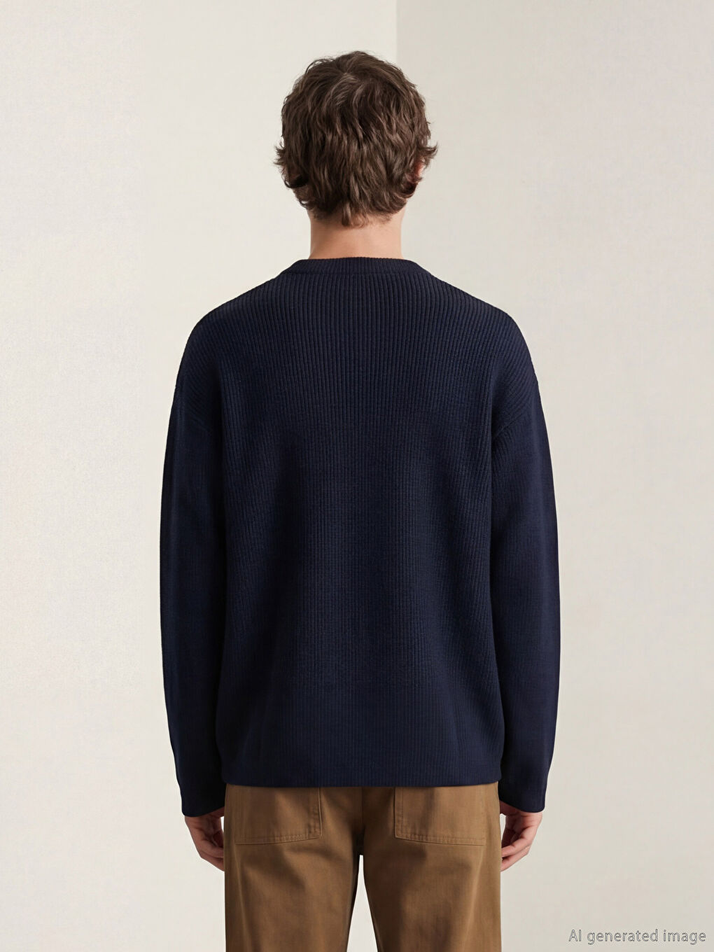 Lacivert Bisiklet Yaka Erkek Triko Kazak-3