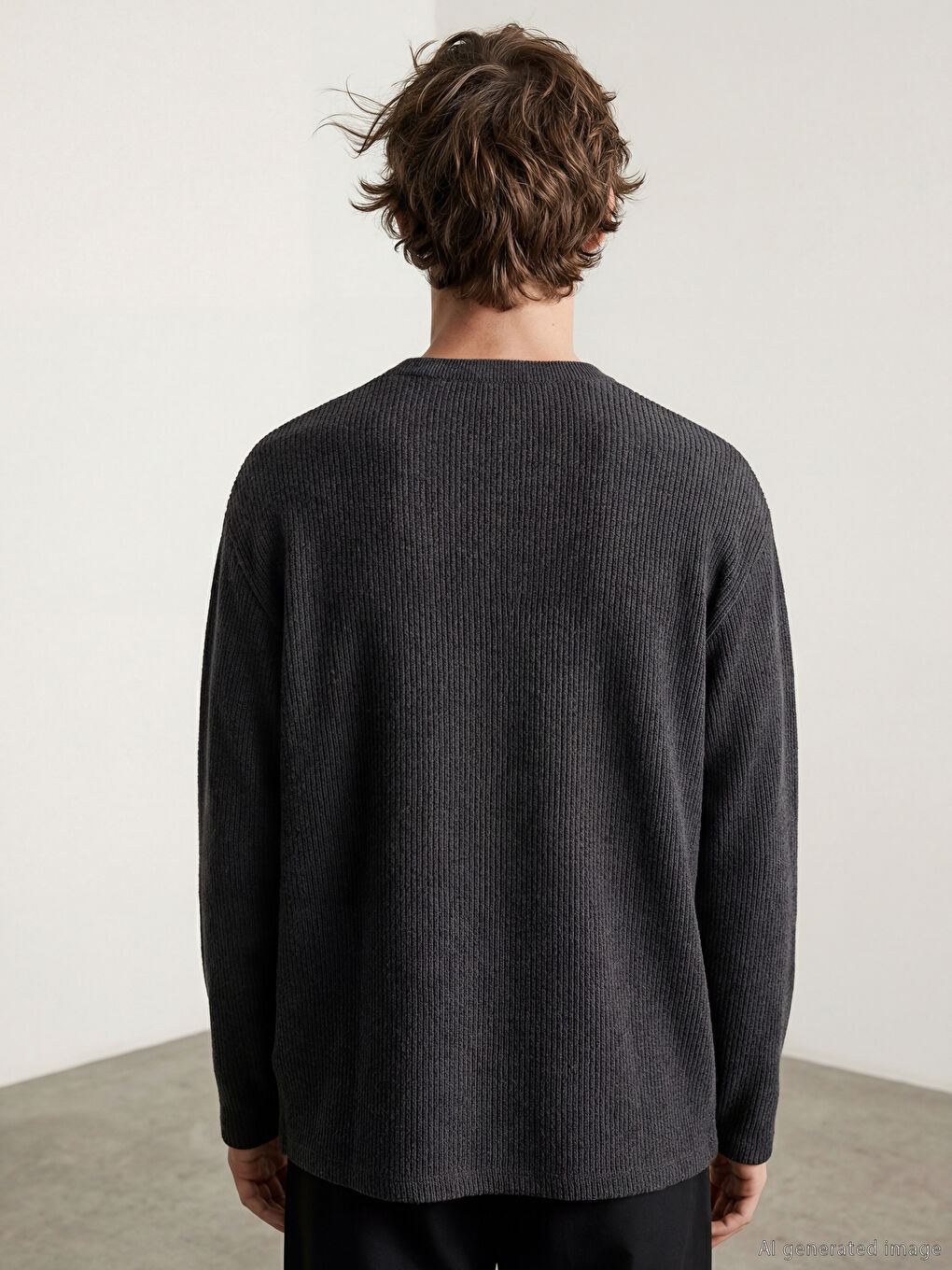 Antrasit Bisiklet Yaka Erkek Triko Kazak-3