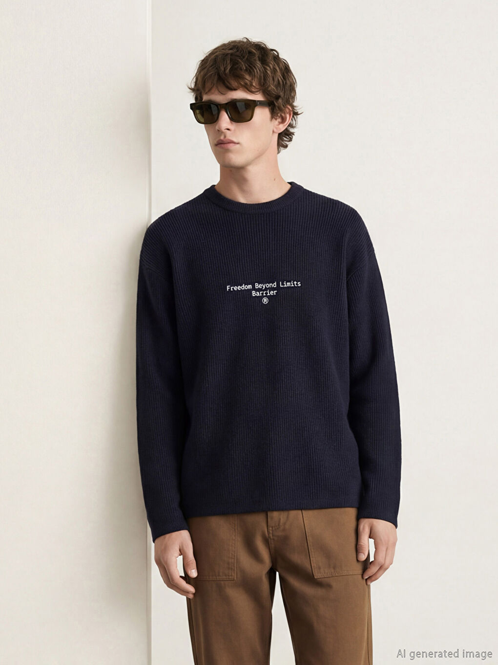 Lacivert Bisiklet Yaka Erkek Triko Kazak