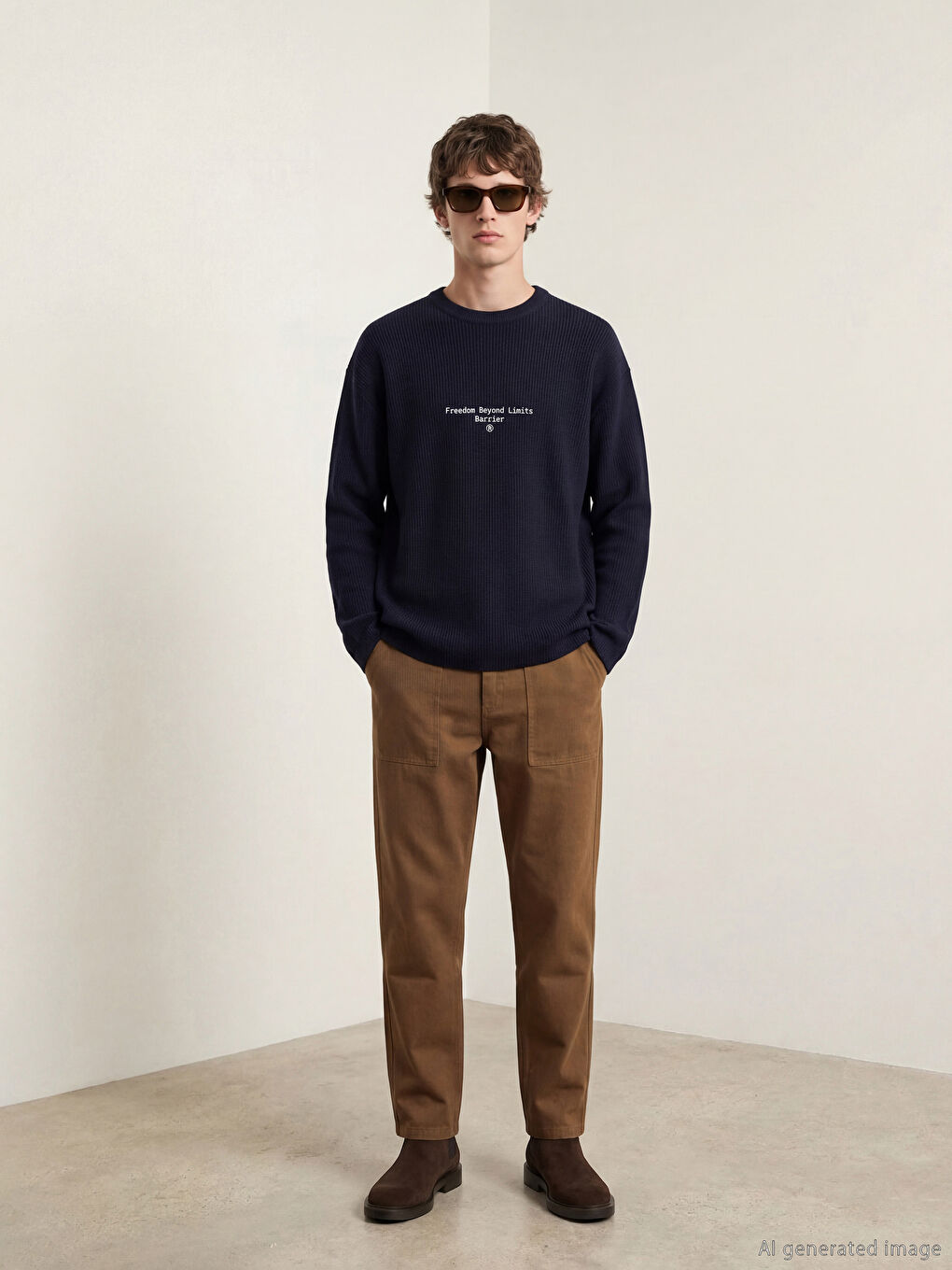 Lacivert Bisiklet Yaka Erkek Triko Kazak-1