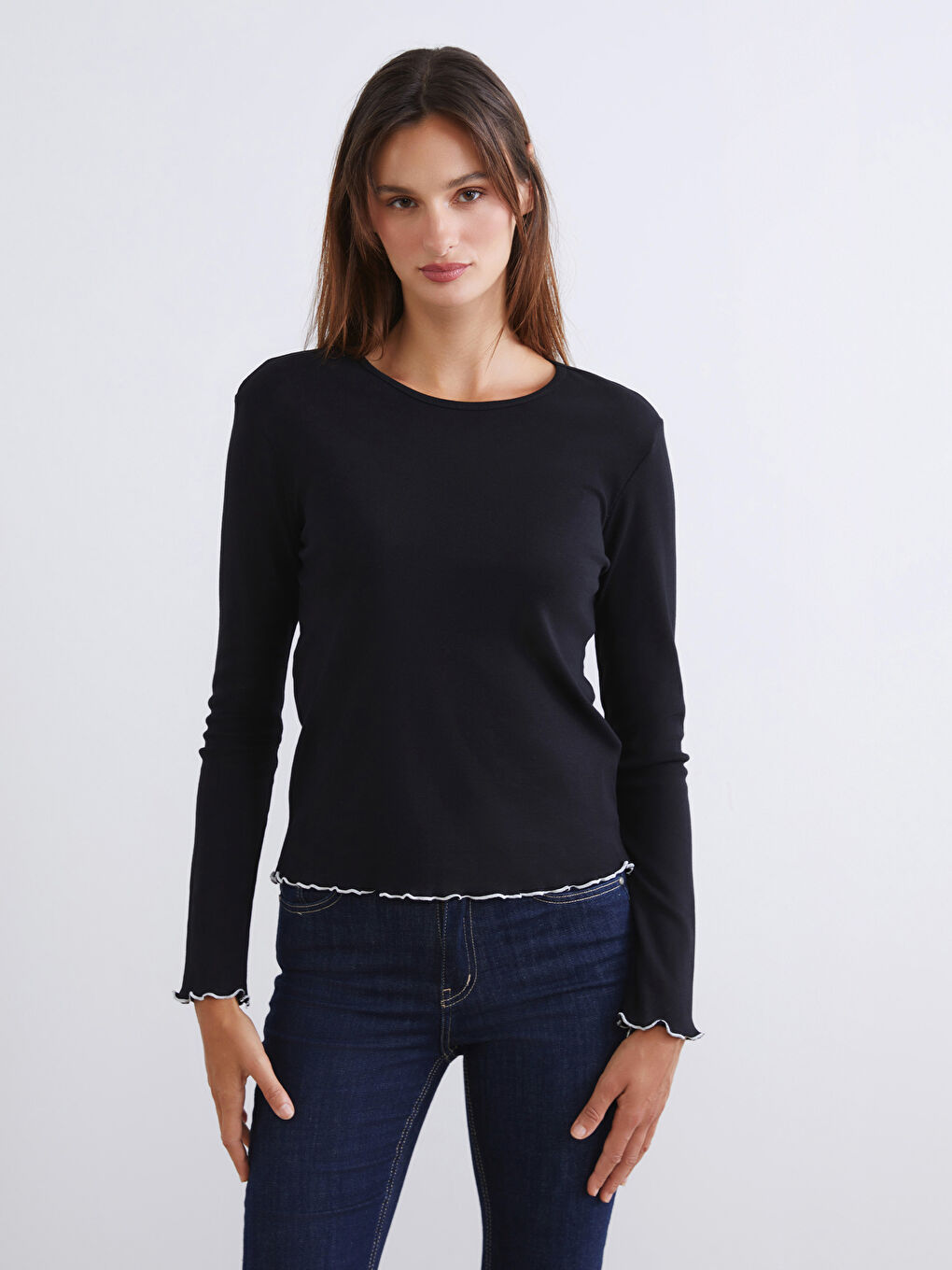 Siyah Bisiklet Yaka Kadın Body 2'li-2