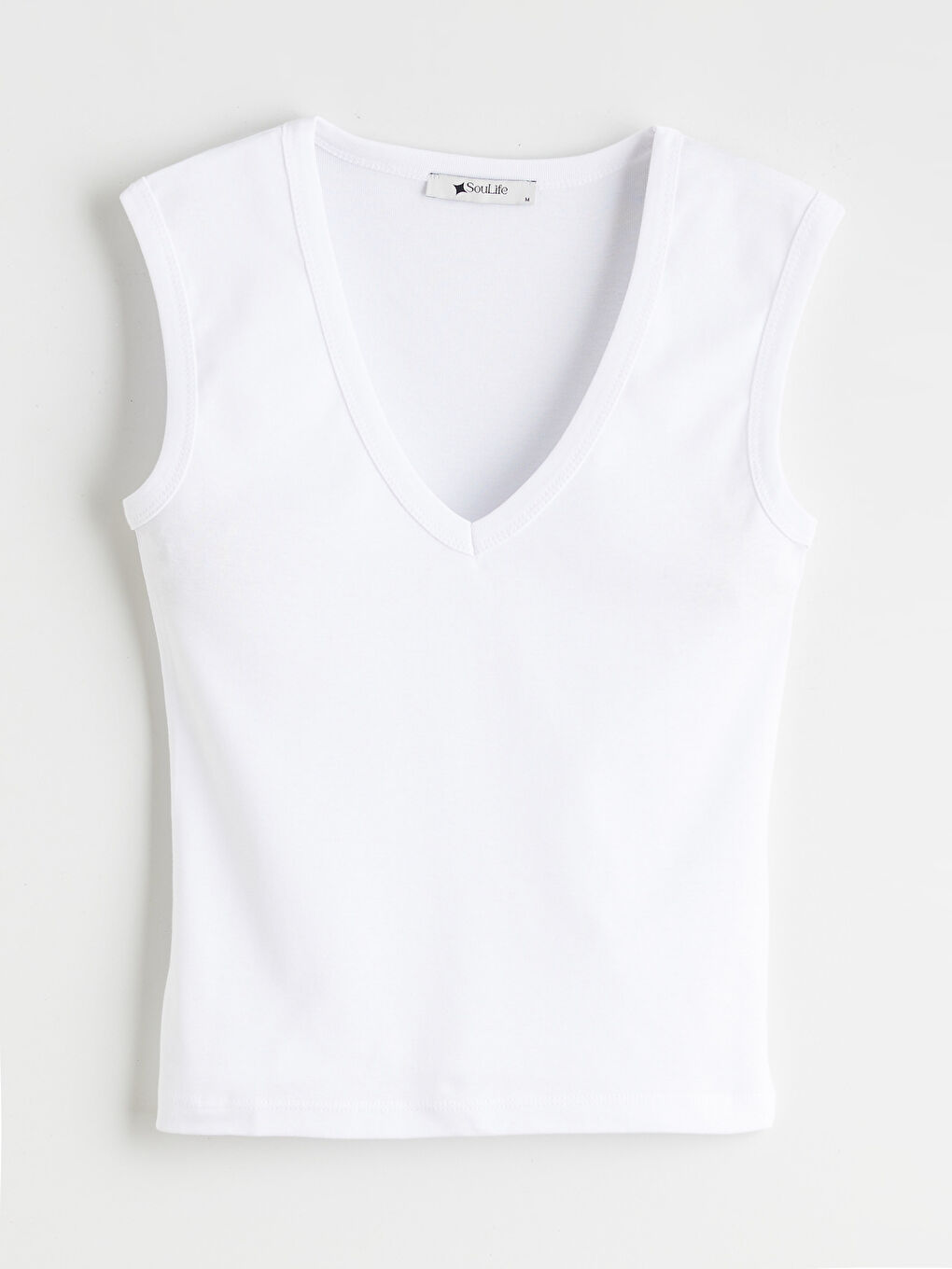 Beyaz V Yaka Kadın Atlet 2'li-1