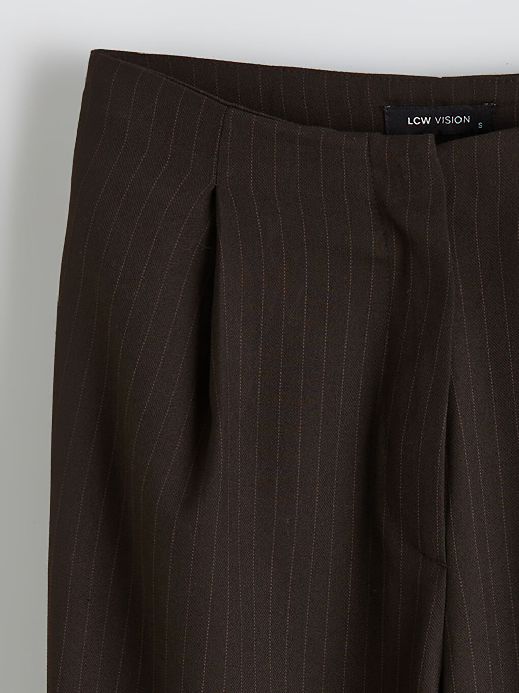 Kahverengi Loose Fit Çizgili Kadın Pileli Jogger Pantolon-1