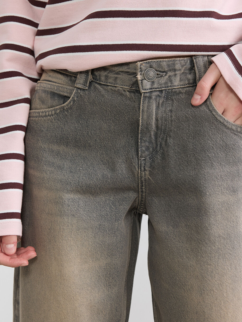 Kahverengi Balloon Fit Kadın Jean Pantolon-2