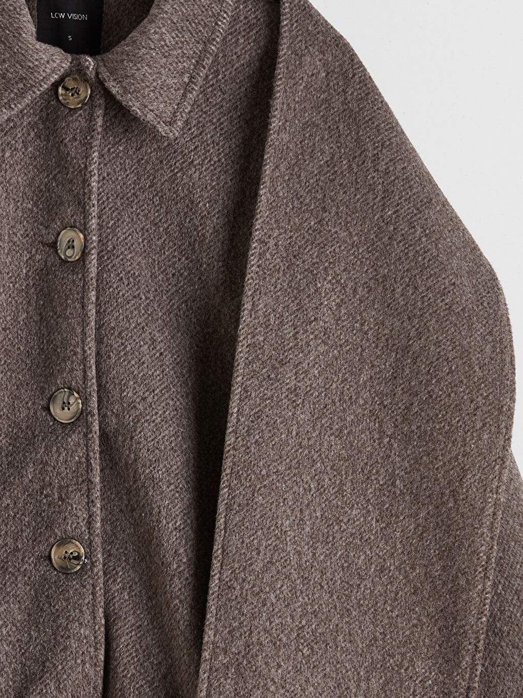 Kahverengi Şal Yaka Oversize Kadın Kaşe Kaban-7