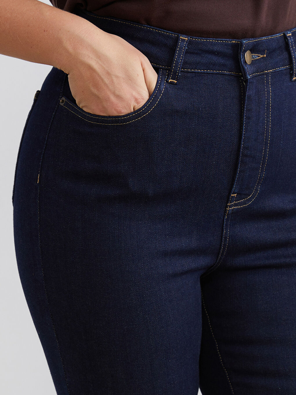 Lacivert Yüksek Bel Skinny Fit Kadın Jean Pantolon-2