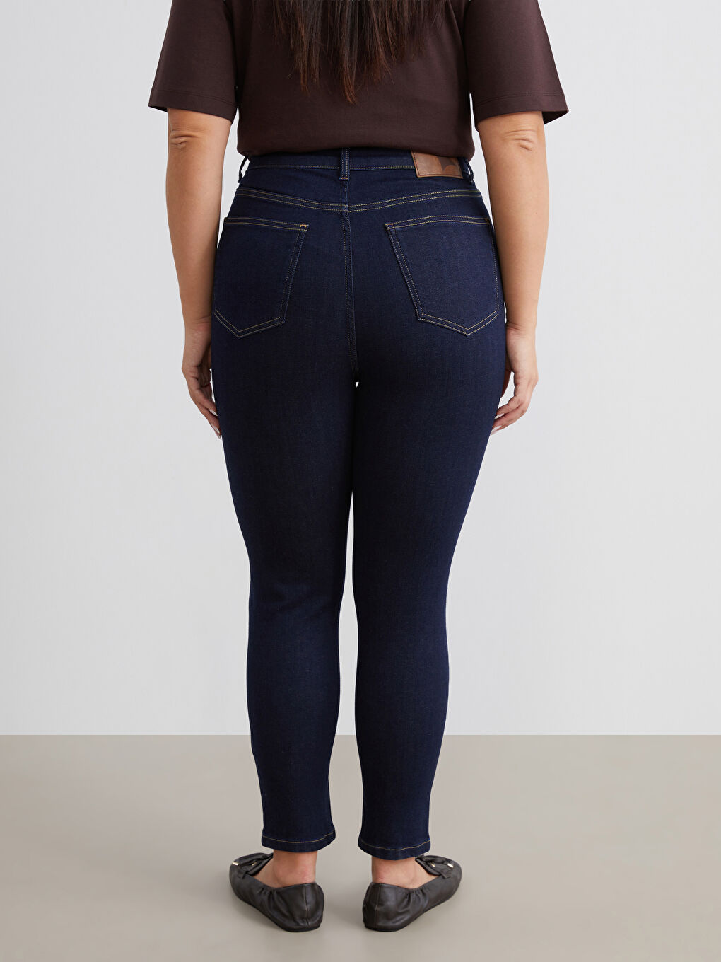 Lacivert Yüksek Bel Skinny Fit Kadın Jean Pantolon-4