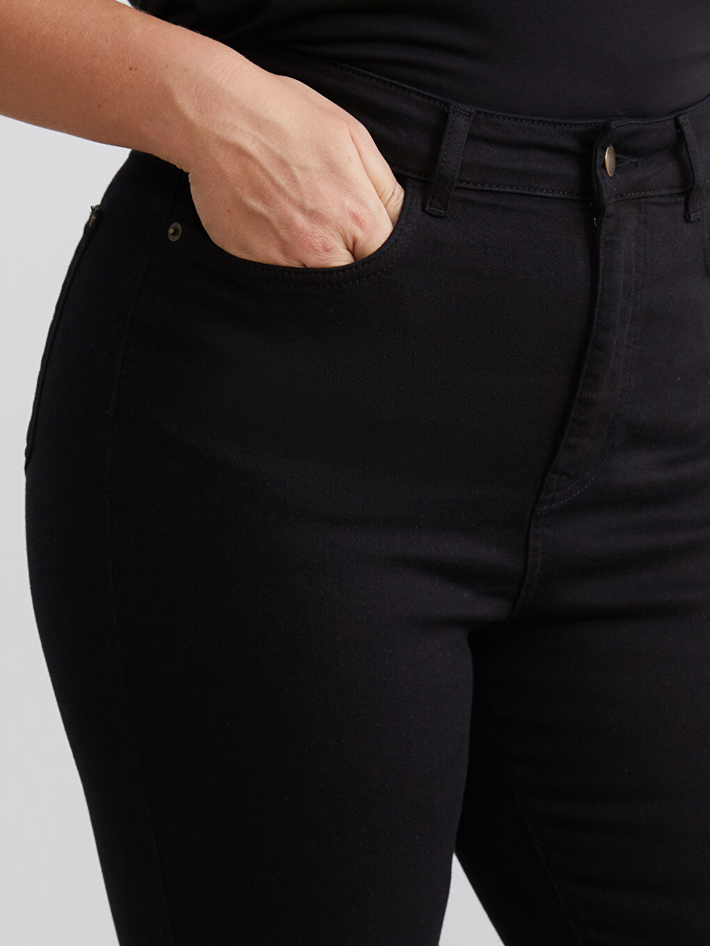 Siyah Yüksek Bel Skinny Fit Kadın Jean Pantolon-2