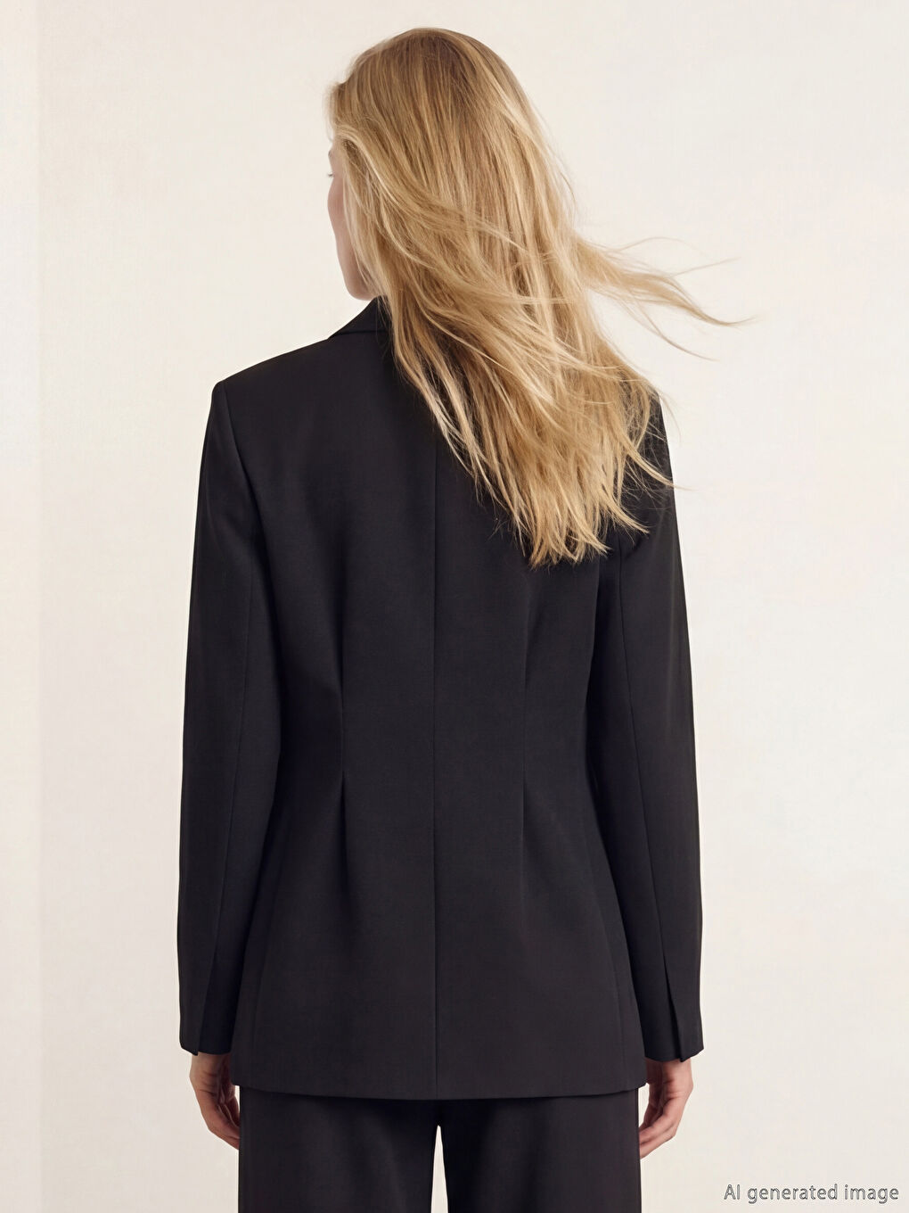 Siyah Kruvaze Yaka Kadın Blazer Ceket-3