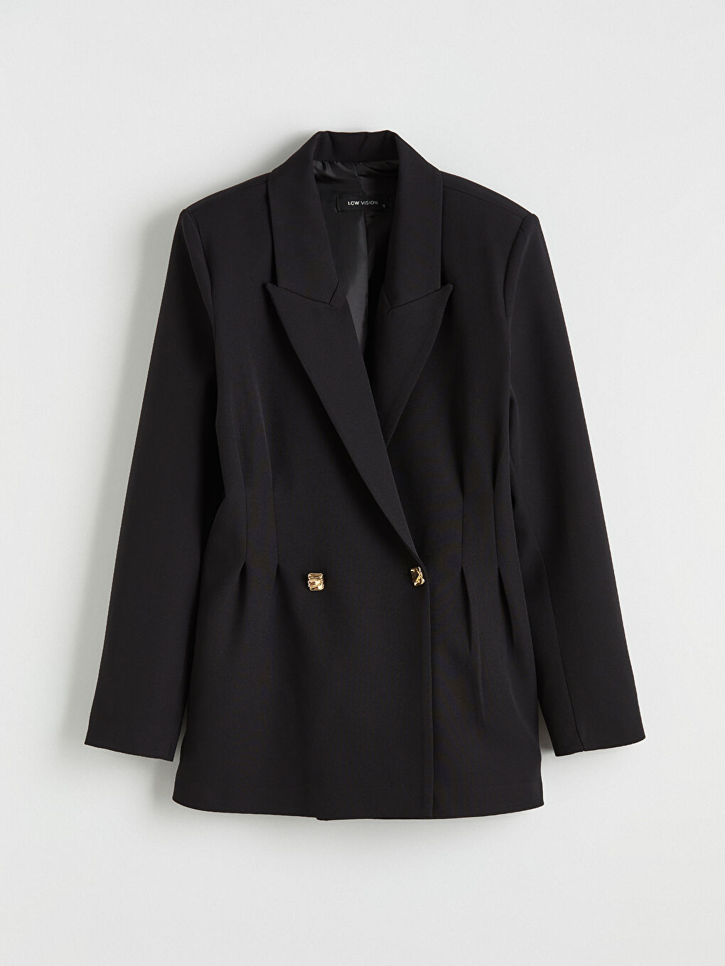 Siyah Kruvaze Yaka Kadın Blazer Ceket-4