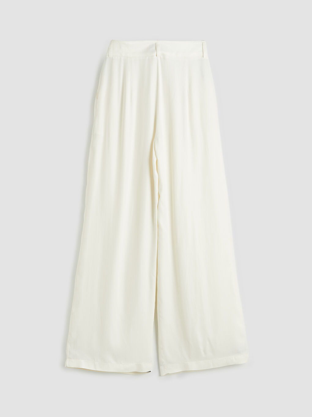 Ekru Yüksek Bel Kadın Pileli Kumaş Pantolon-3