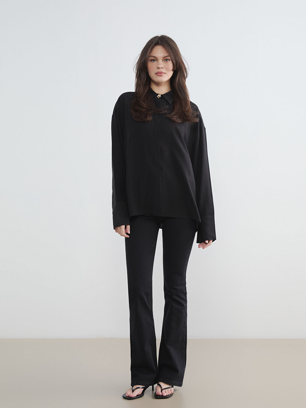 Siyah Regular Fit Kadın Gömlek-1