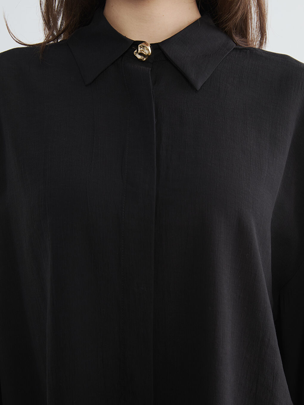 Siyah Regular Fit Kadın Gömlek-2
