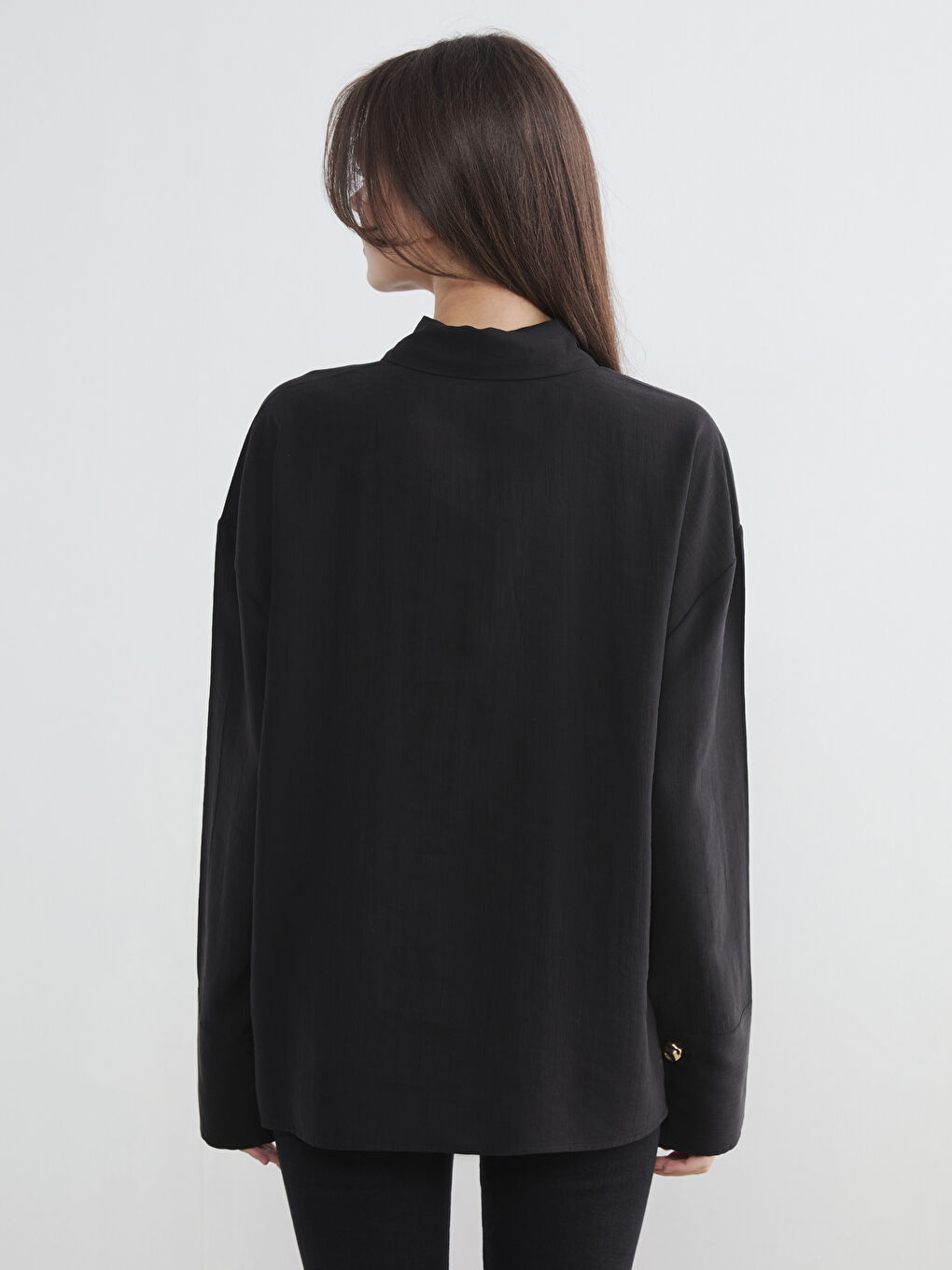 Siyah Regular Fit Kadın Gömlek-3