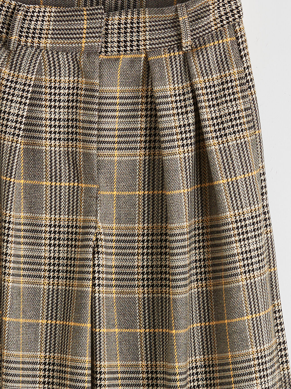 Kahverengi Standart Fit Ekose Kadın Kumaş Pantolon-6