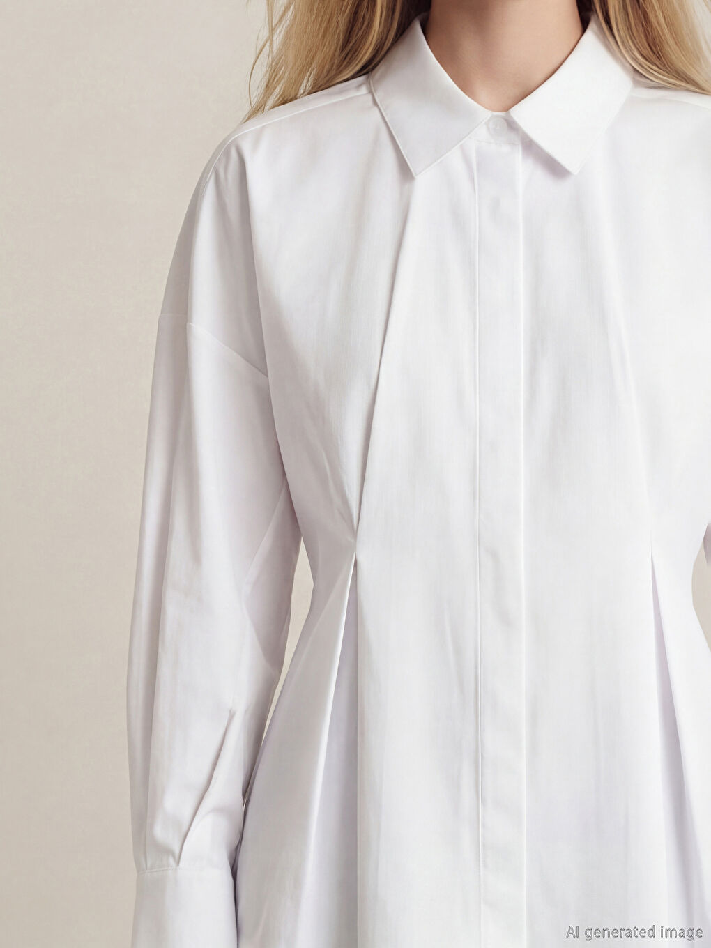 Beyaz Pens Detaylı Kadın Gömlek-2