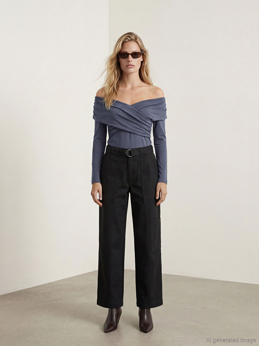 Antrasit Kayık Yaka Kadın Body-1