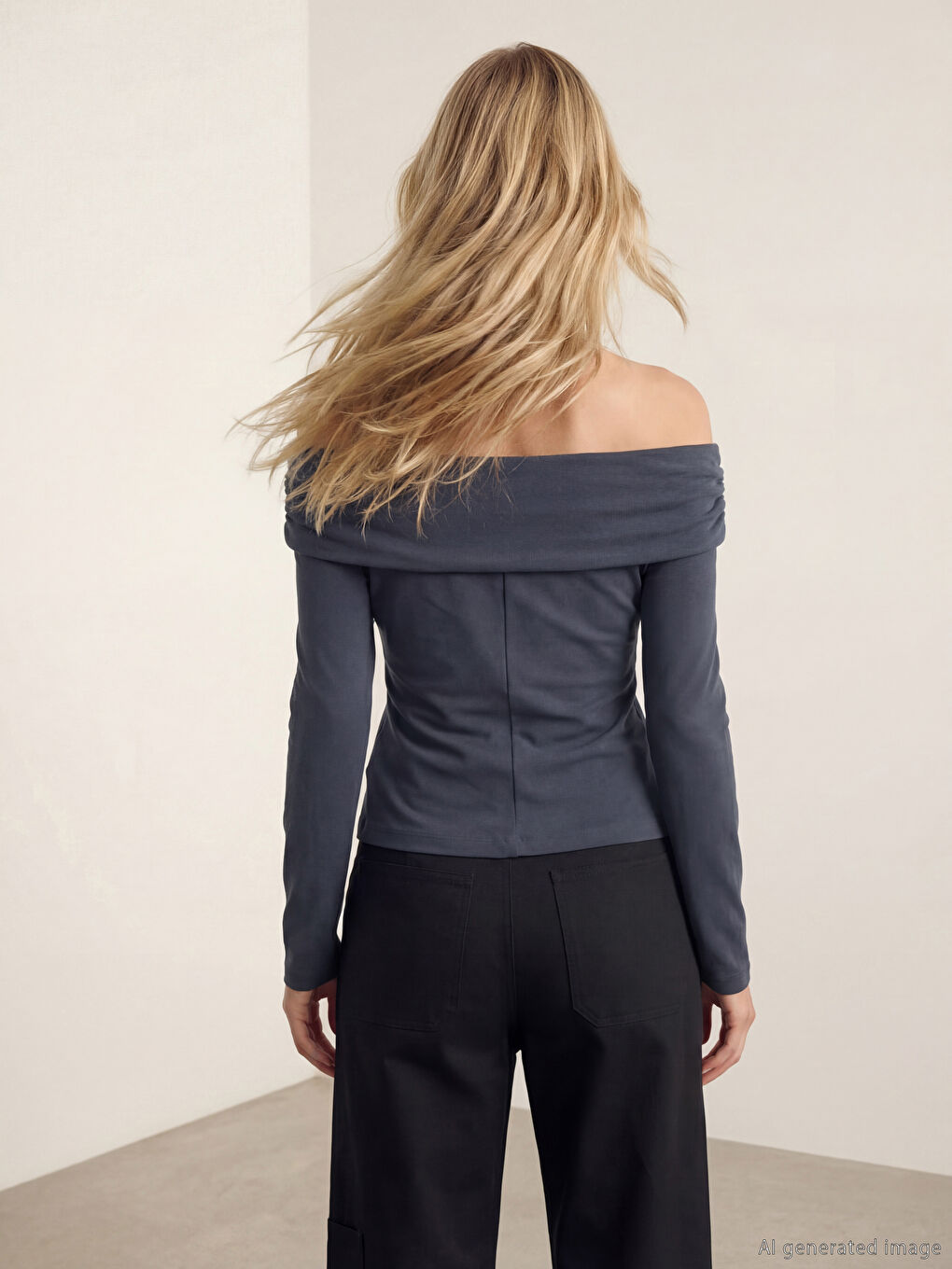 Antrasit Kayık Yaka Kadın Body-2