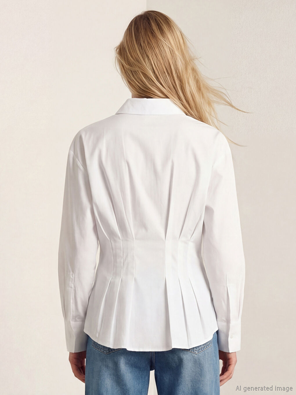 Beyaz Kadın Pileli Peplum Gömlek-3