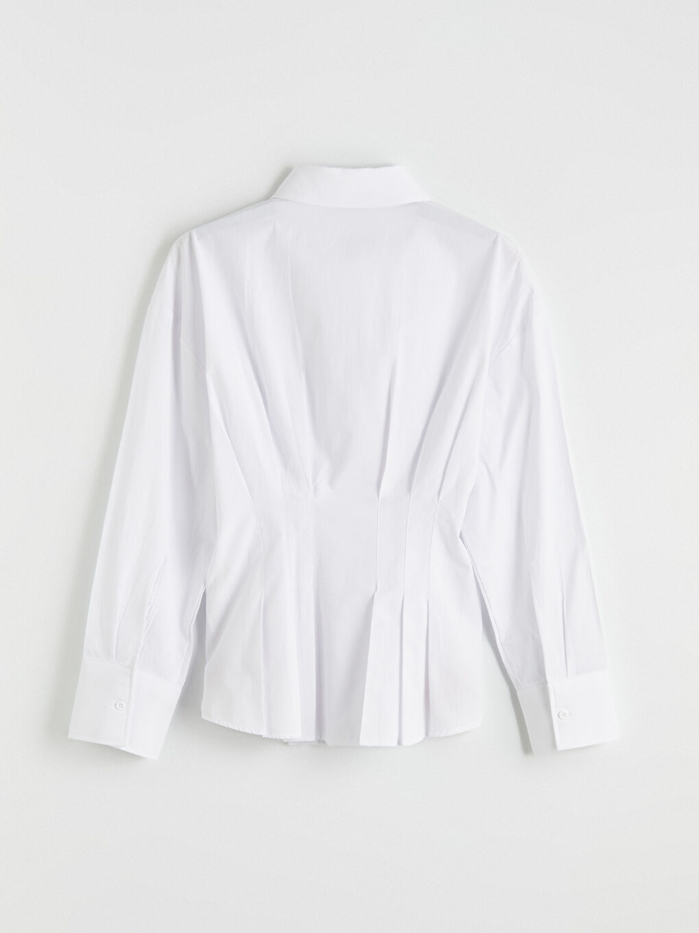 Beyaz Kadın Pileli Peplum Gömlek-4