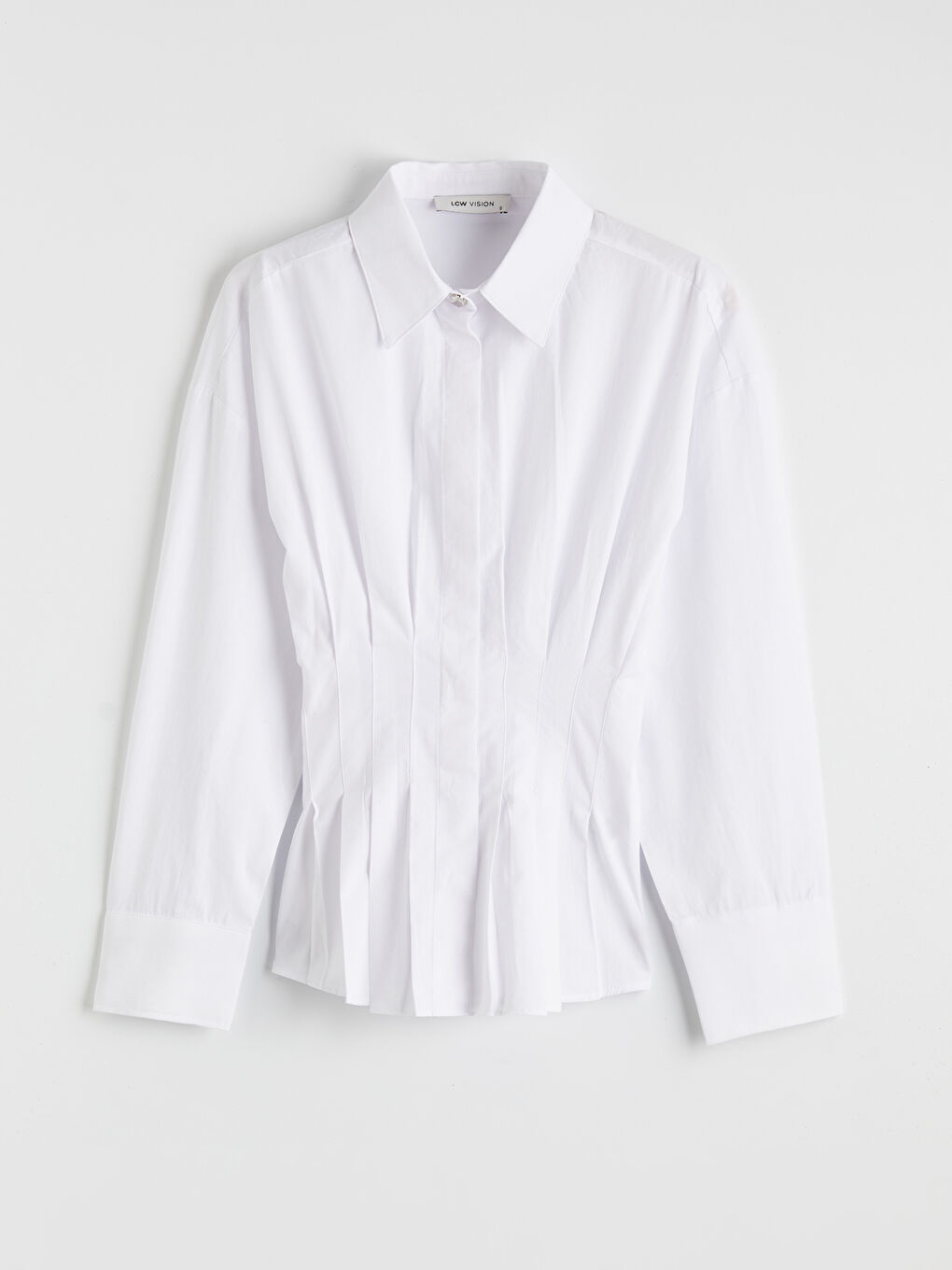 Beyaz Kadın Pileli Peplum Gömlek-5