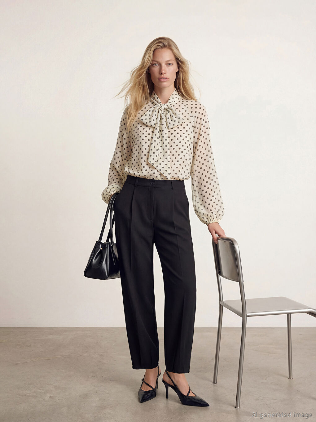 Siyah Yüksek Bel Havuç Kesim Kadın Pileli Kumaş Pantolon