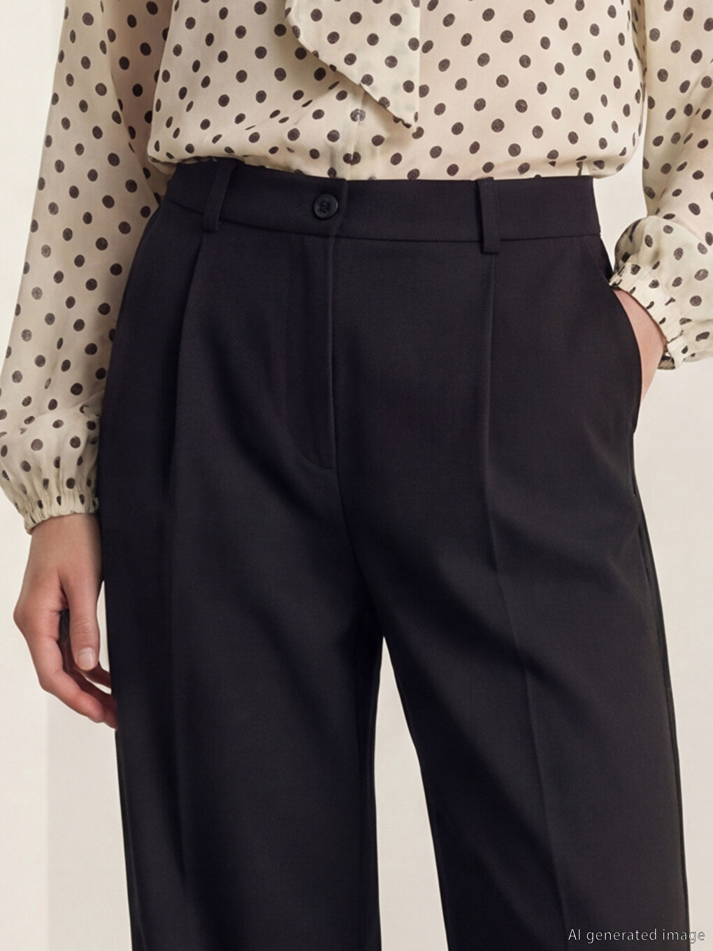 Siyah Yüksek Bel Havuç Kesim Kadın Pileli Kumaş Pantolon-2