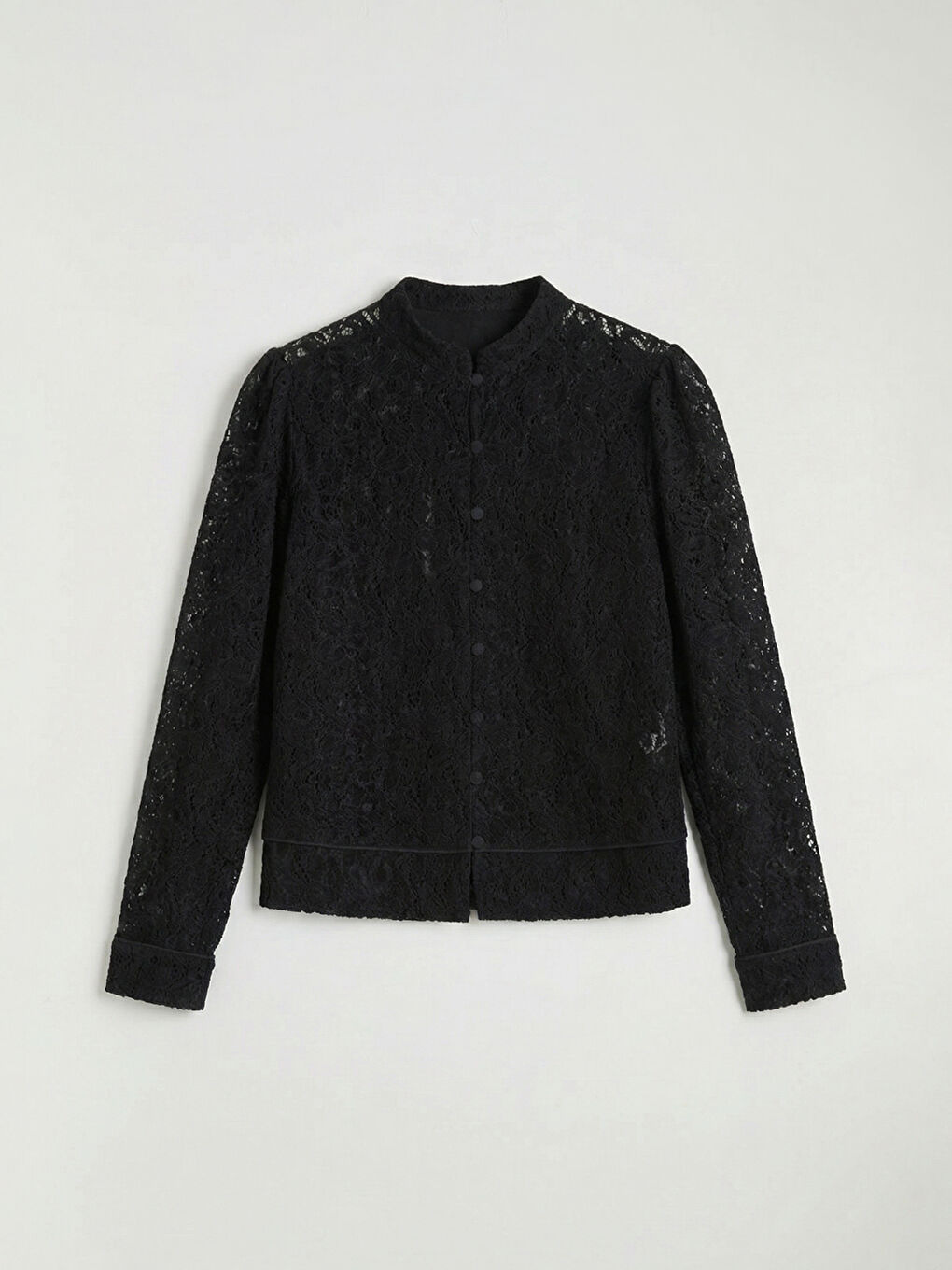 Siyah Hakim Yaka Dantelli Bluz-2