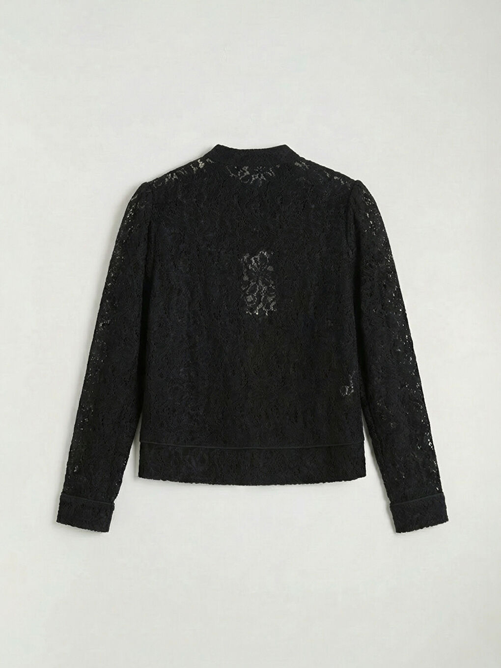 Siyah Hakim Yaka Dantelli Bluz-3