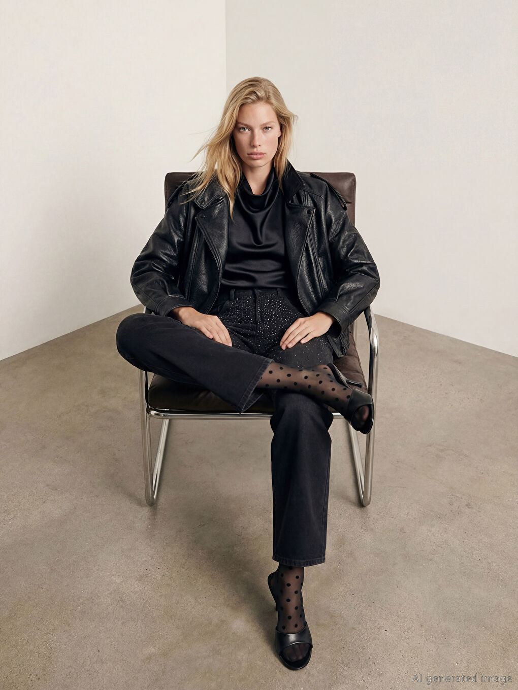 Siyah Straight Fit Taşlı Kadın Jean Pantolon-1