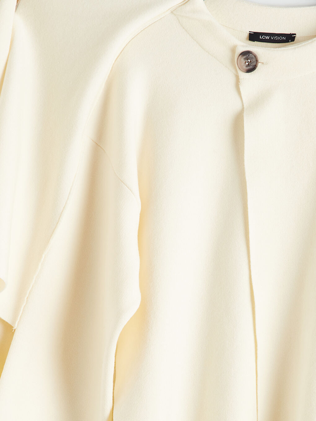 Ekru Bisiklet Yaka Şal Detaylı Kadın Triko Kazak-1