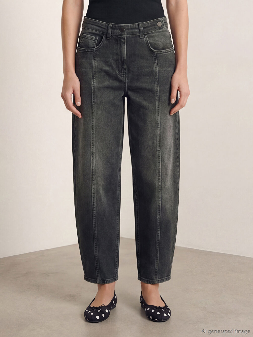 İndigo Barrel Fit Kadın Jean Pantolon-1