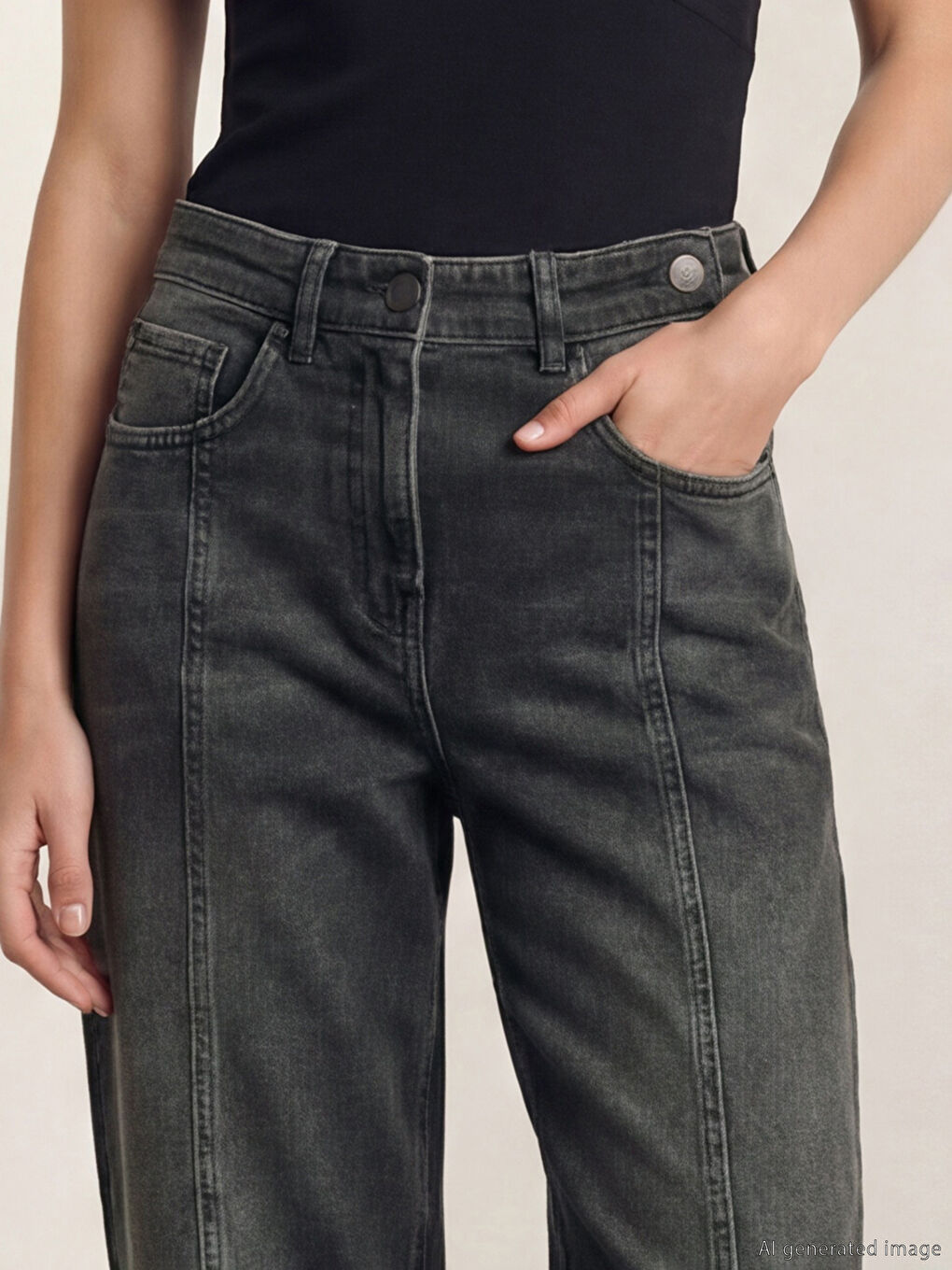 İndigo Barrel Fit Kadın Jean Pantolon-2