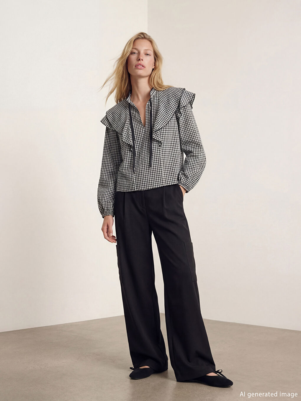 Siyah Standart Fit Kadın Kargo Pantolon