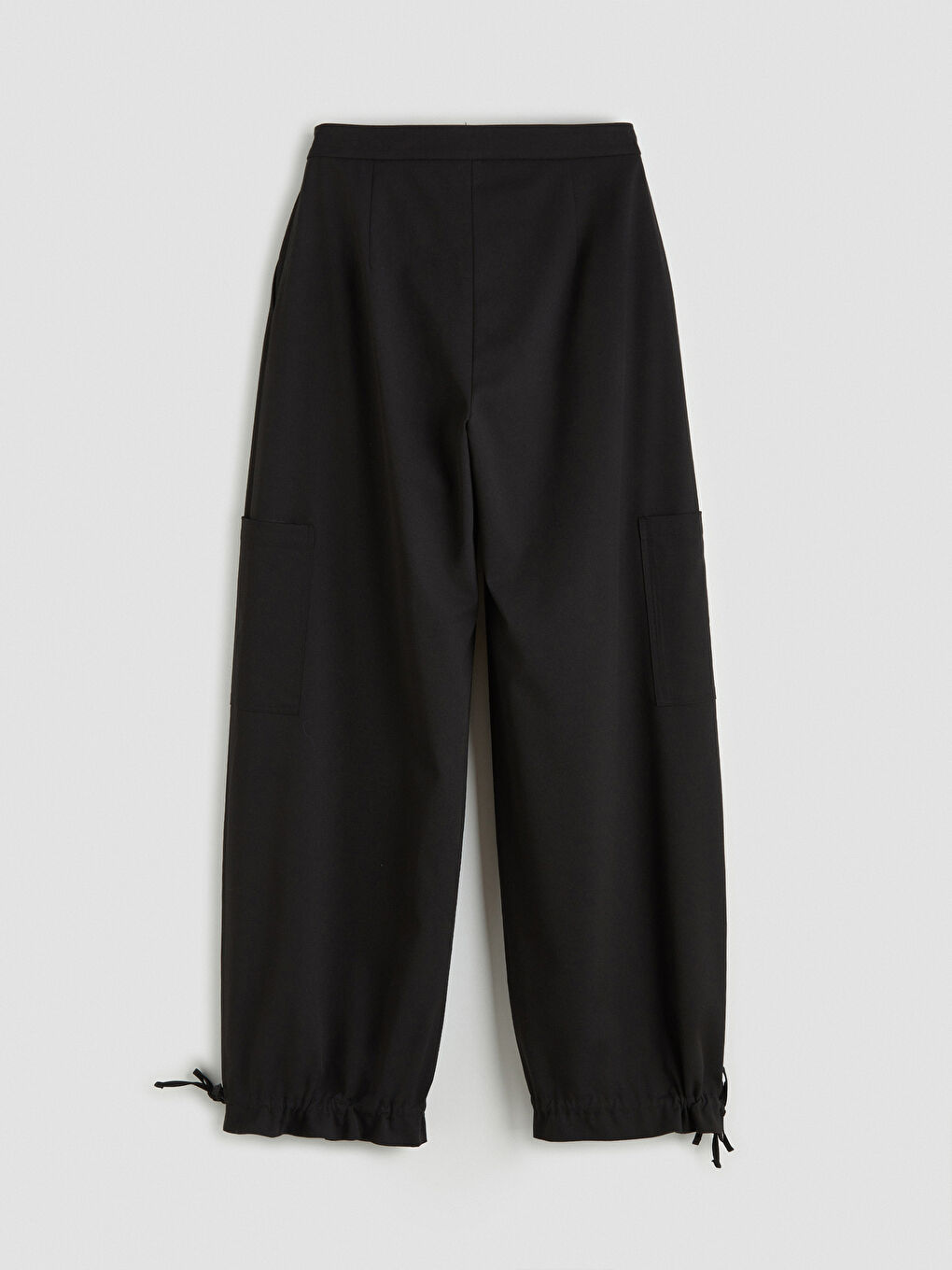 Siyah Standart Fit Kadın Kargo Pantolon-5