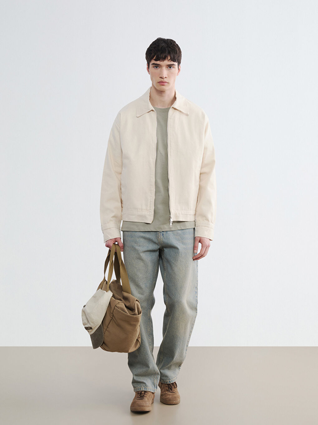 Ekru Standart Kalıp Erkek Ceket-1