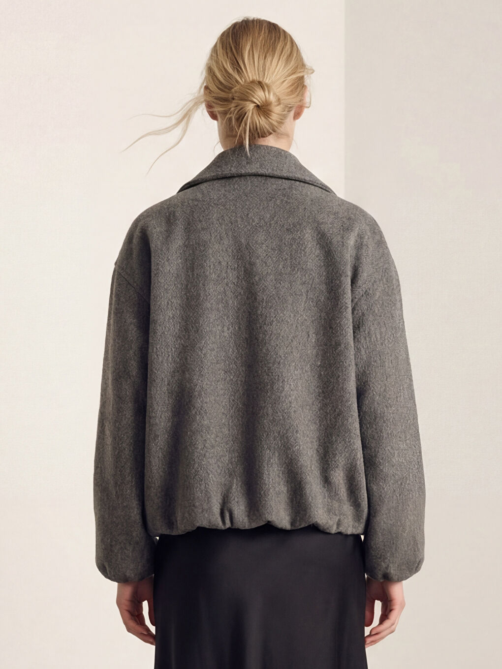 Antrasit Şal Yaka Oversize Kadın Kaşe Kaban-3